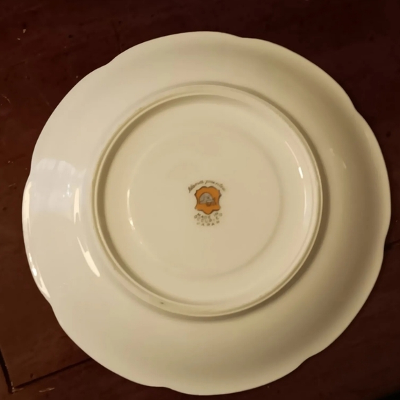 Occupied Japan Hand Painted Pink and Green Saucer Plate Elephant Backstamp - Picture 3 of 6